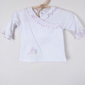 NEW Kissy Kissy Pima Cotton Wrap Top White Pink Polka Dot Ruffle‎ Giraffe 0-3m